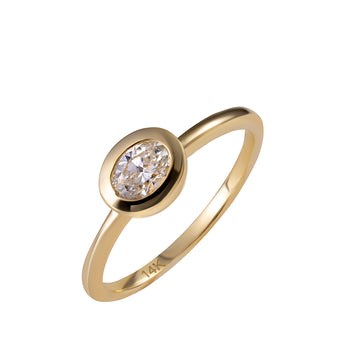 Oval Diamond Gold Bezel Ring