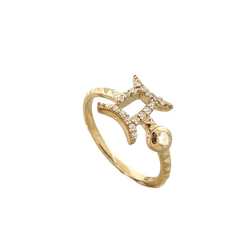 Diamond Gemini Zodiac Sign Ring