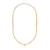Solid Gold Square Tennis Necklace with Marquise Center
