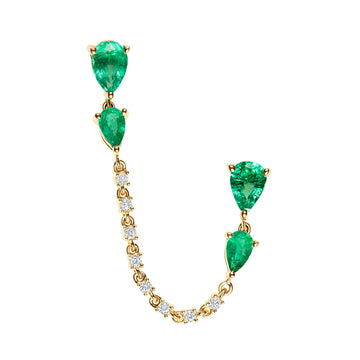 Emerald Teardrop Double Piercing Chain