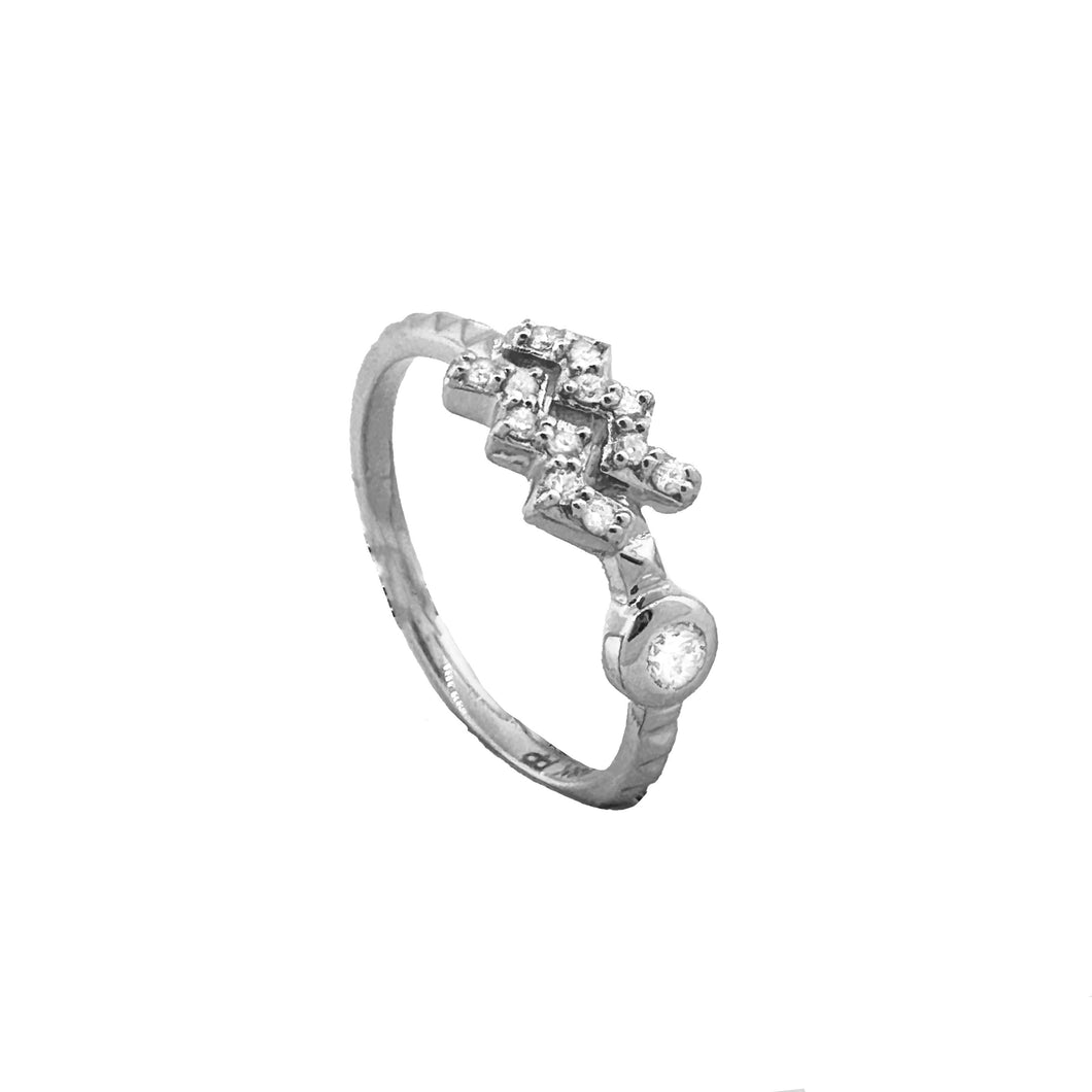 Diamond Aquarius Zodiac Sign Ring
