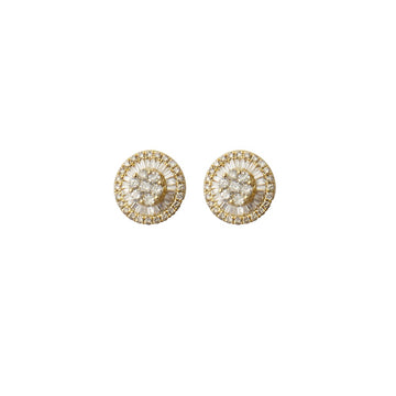 Gold and Diamond Burst Stud Earrings