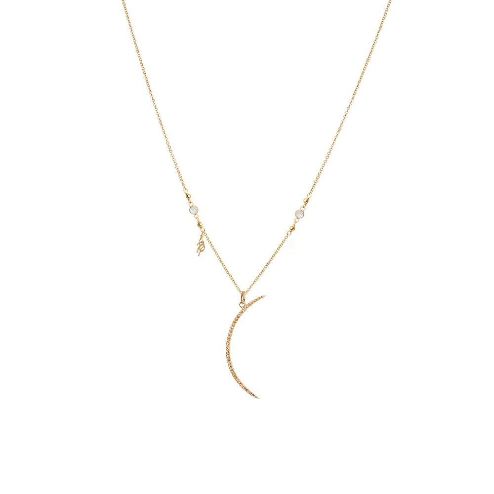 Dainty Diamond Crescent Gold Necklace