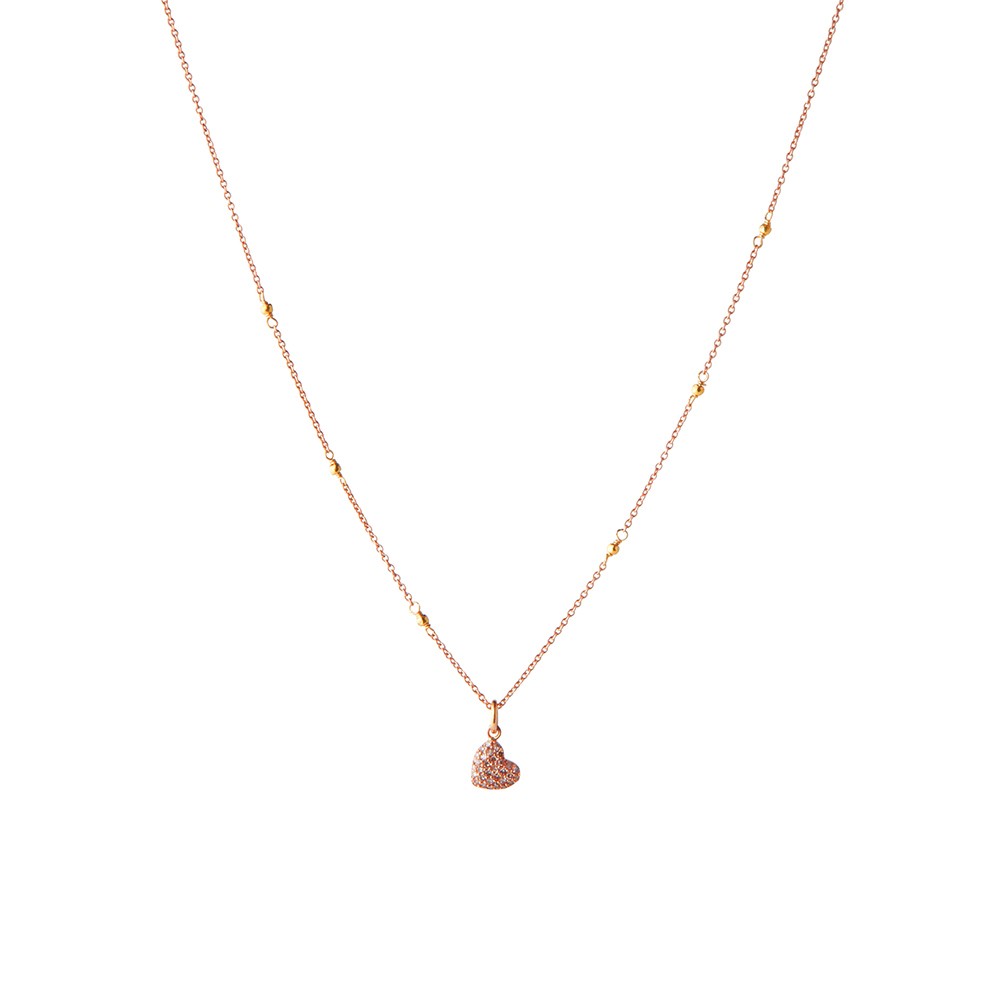 Rose Gold Diamond-Encrusted Heart Necklace