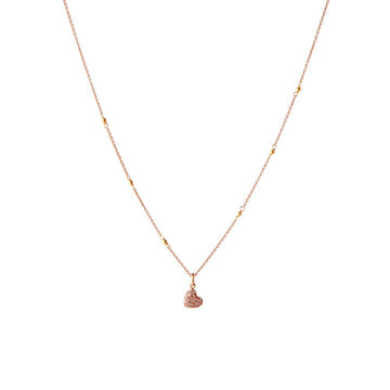 Rose Gold Diamond-Encrusted Heart Necklace