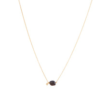 Gold Necklace with Black Tourmaline and Diamond Charm