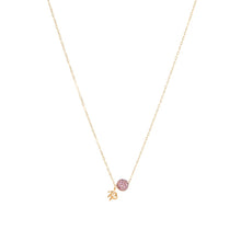 Gold Necklace with Pink Sapphire Round Charm