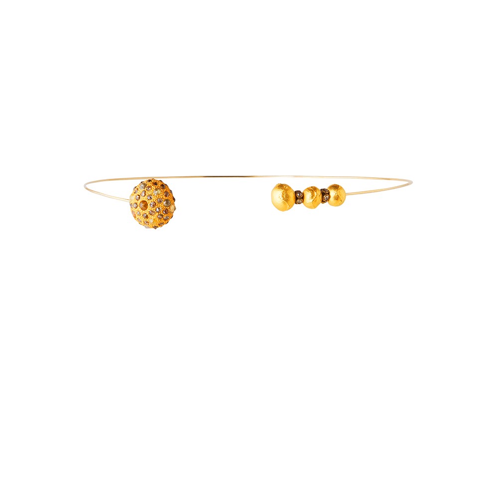 Gold Choker with Diamond Encrusted Gold Orbs