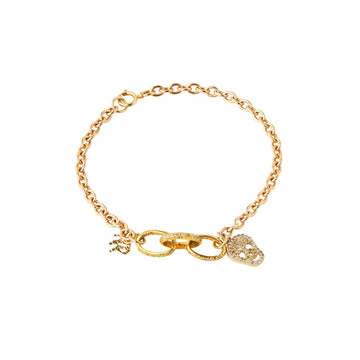 Gold Chainlink Bracelet with Skull Charm