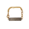 Gold Chainlink Bracelet with Silver Diamond Encrusted Plate
