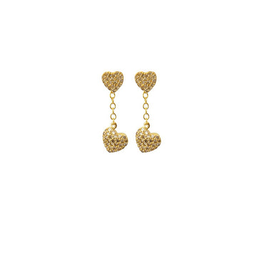 Gold & Diamond Encrusted Heart Earrings