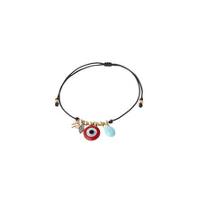 Black String Bracelet with Red God Eye Charm
