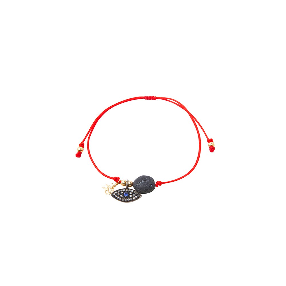 Red String Bracelet with God Eye and Black Tourmaline Charms