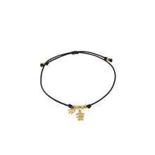 Black String Bracelet with Diamond Girl Charm