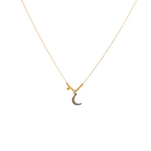 Crescent Moon and Gold Beads Necklace