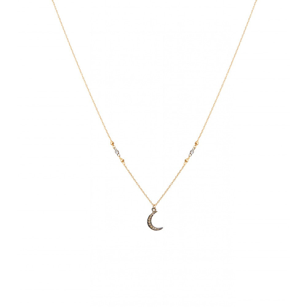 Silver and Topaz Crescent Moon Necklace