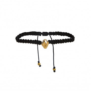 Gold See No Evil Skull String Bracelet