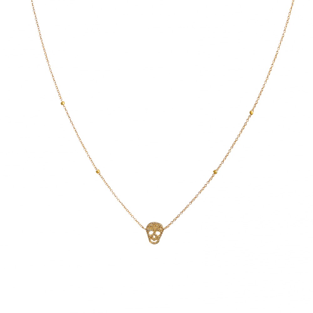 Gold Diamond Skull Necklace