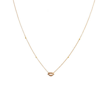 Diamond Kiss Lips Gold Necklace