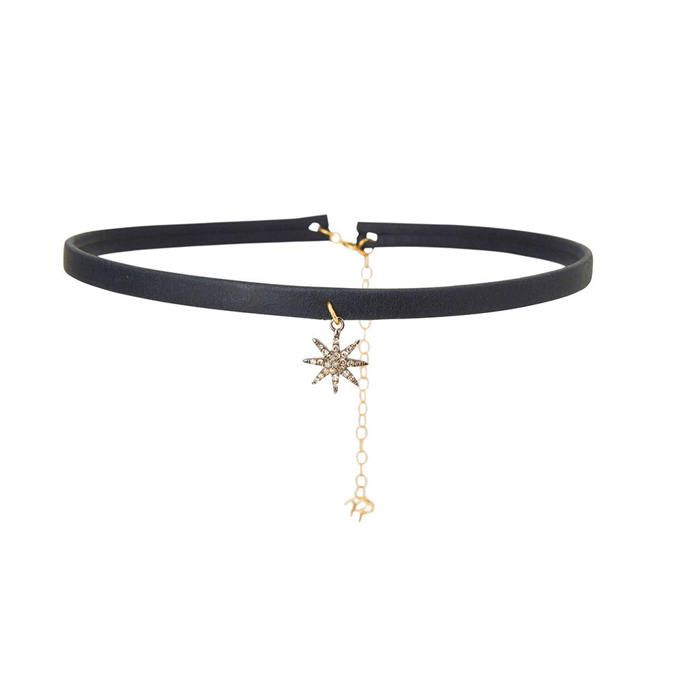 Black Leather Choker with Diamond-Encrusted Star Charm – Paola Pacheco  Jewelry