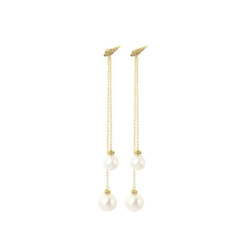 Double Long Drop Pearl Earrings with matching backs