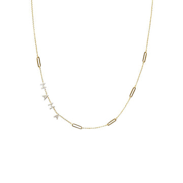 Mama Gold Diamond Letters Necklace with Link Details