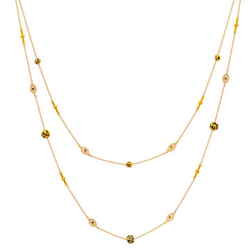 Double Gold Necklace with God Eye and Roundels