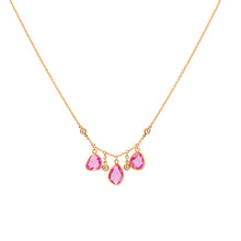 Pink Sapphire and Beveled Diamonds Necklace