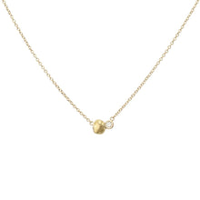 Tiny Gold Nugget and Beveled Diamond Necklace