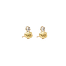Golden Nugget and Diamond Earrings