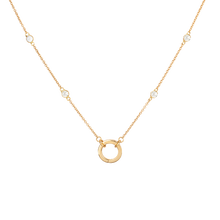 Solid Gold Open and Close Clasp Necklace with Clear topaz