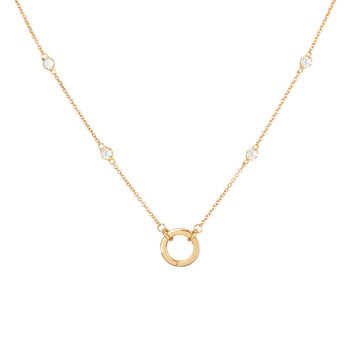 Solid Gold Open and Close Clasp Necklace with Clear topaz