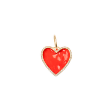 Large Enamel Red Heart with Diamonds