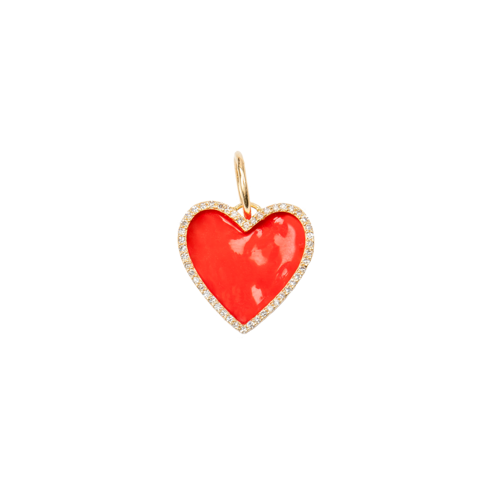 Large Enamel Red Heart with Diamonds