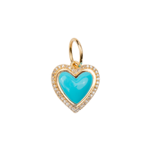 Medium Turquoise Heart with Diamond