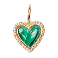 Medium Malachite Heart with Diamond