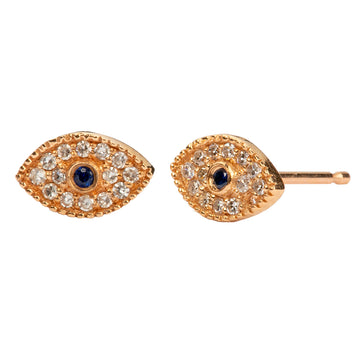 God's Eye Diamond Studs with Sapphire