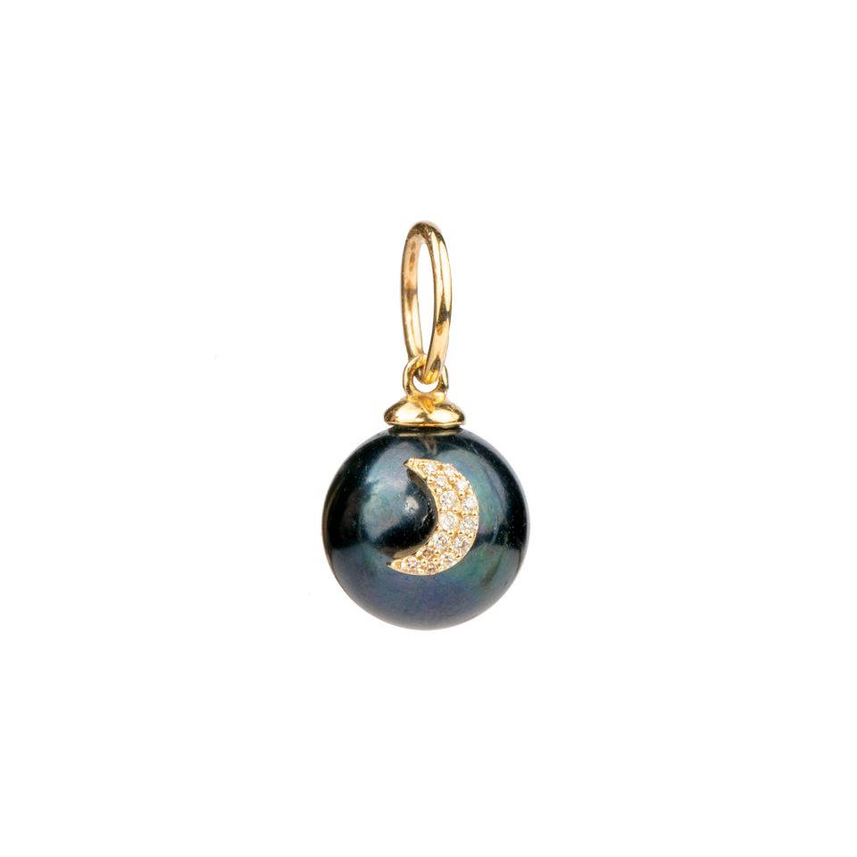 Black Pearl & Middle Moon Charm