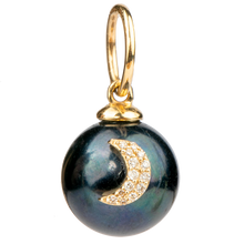 Black Pearl & Middle Moon Charm