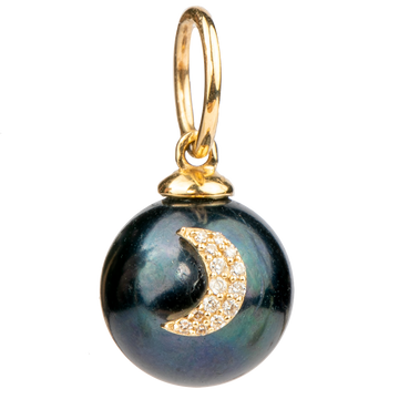 Black Pearl & Middle Moon Charm