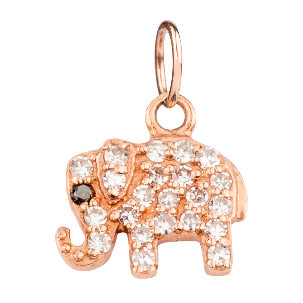 Small White Diamond Elephant with  Sapphire Eye