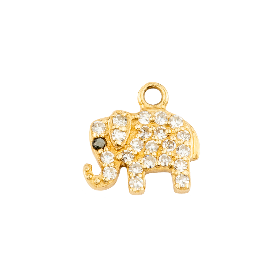 Small White Diamond Elephant with  Sapphire Eye