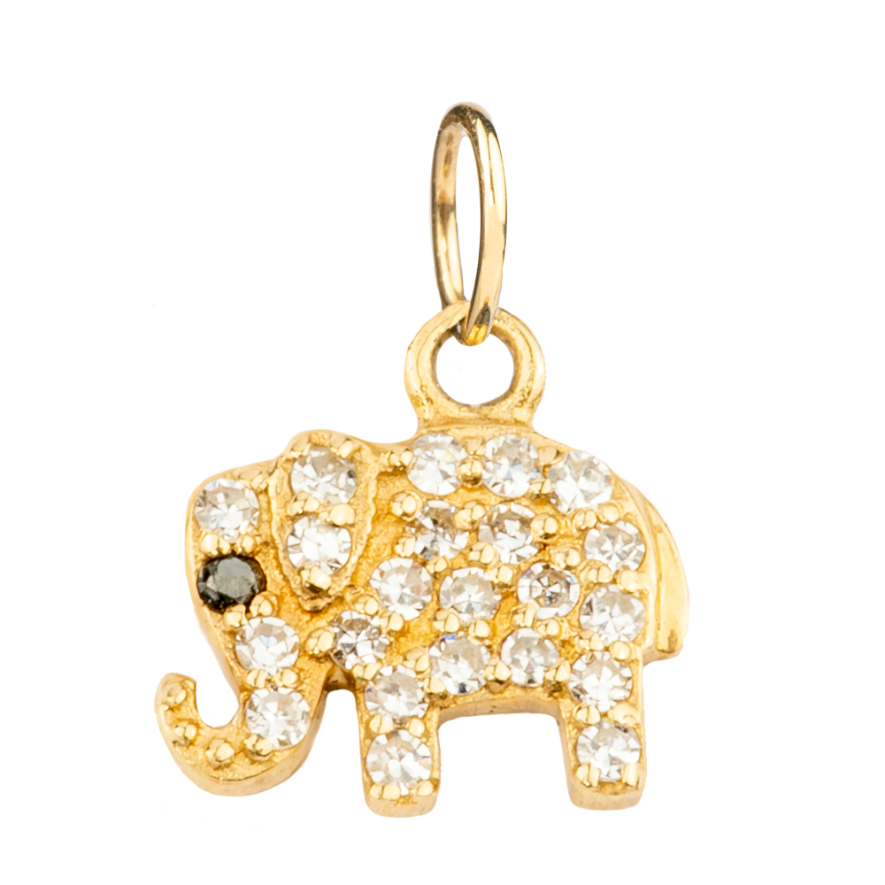Small White Diamond Elephant with  Sapphire Eye