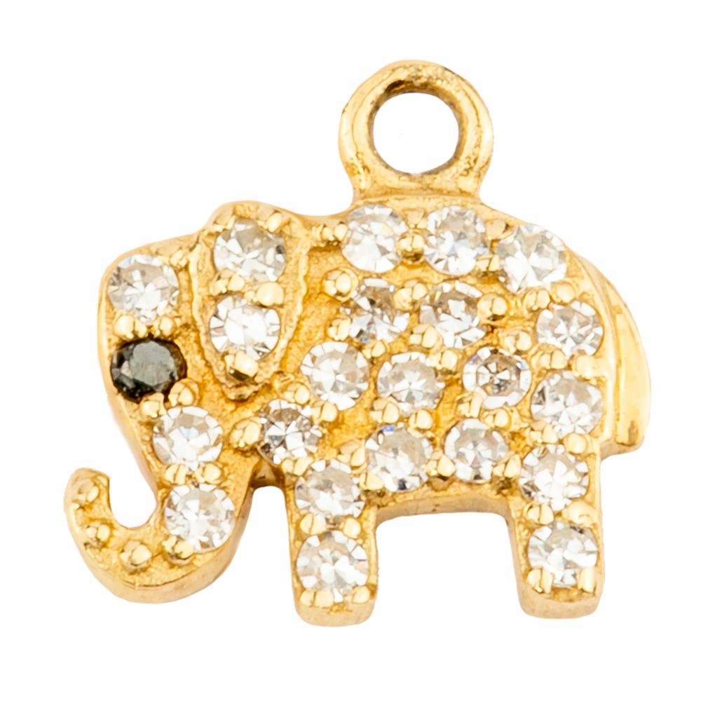 Small White Diamond Elephant with  Sapphire Eye