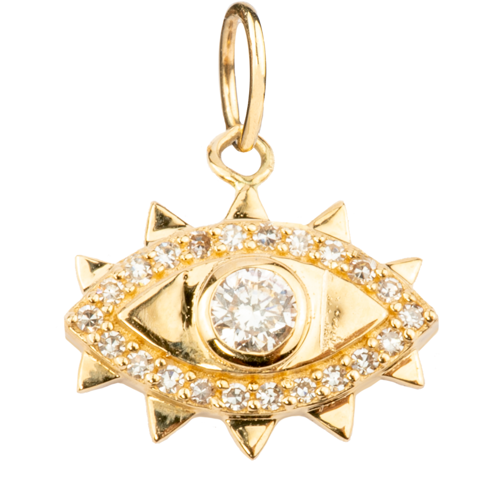 Gold Eye with Eyelashes and  Diamond Touch