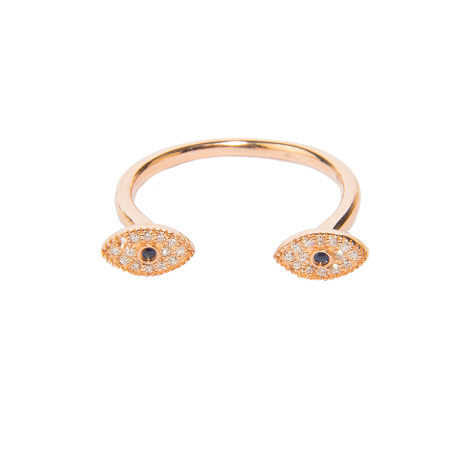 Double Eye Diamond and Sapphire Ring – Paola Pacheco Jewelry