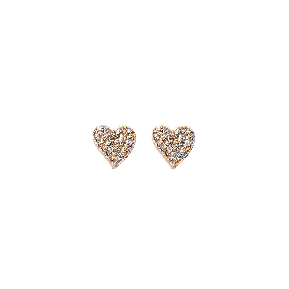 Diamond Encrusted Heart Stud Earrings