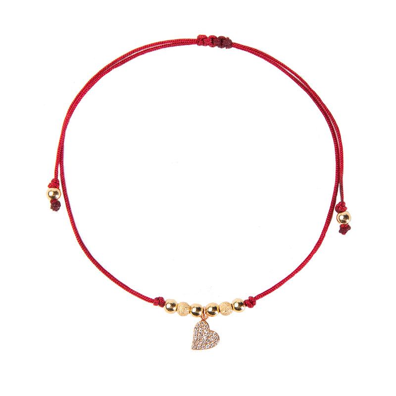 Red String Bracelet with Diamond Heart Charm – Paola Pacheco