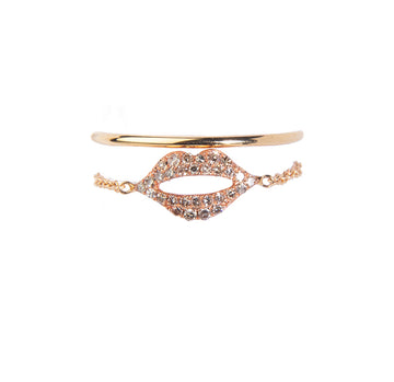 Rose Gold Diamond Encrusted Kiss Ring