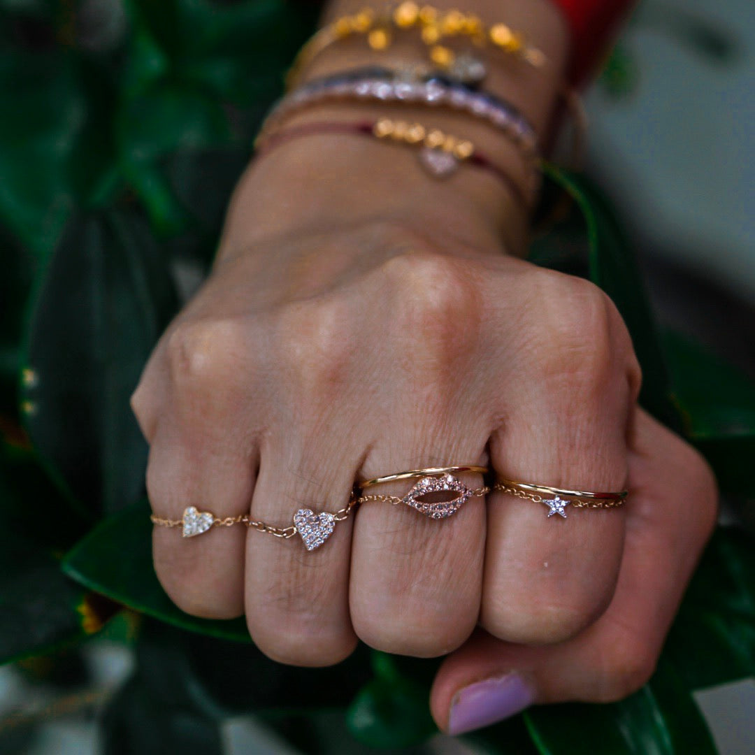 Rose Gold Diamond Encrusted Kiss Ring